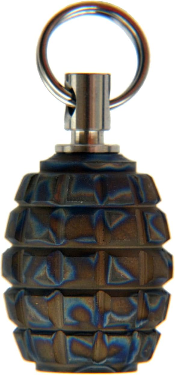 Knife Lanyard, Necklace Pendant, Charms, Knife Pendant, Titanium TC4 Barrel Shape Grenade Texture for EDC 550 Paracord DIY Accessories, MGQK (Flame Texture) - Image 6