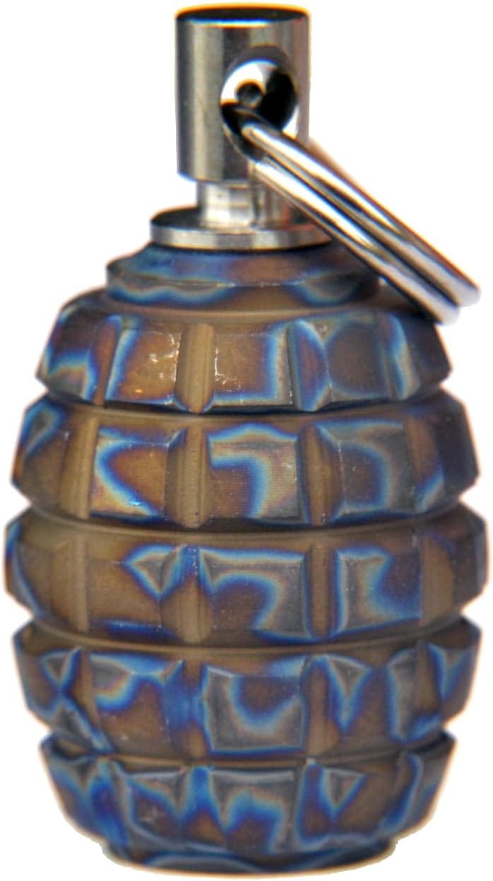 Knife Lanyard, Necklace Pendant, Charms, Knife Pendant, Titanium TC4 Barrel Shape Grenade Texture for EDC 550 Paracord DIY Accessories, MGQK (Flame Texture) - Image 7