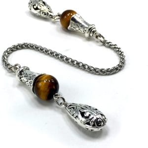Design - Greek KOMBOLOI Series Worry Beads Begleri Pony Anxiety Beads Rosary Relaxation Stress Relief (BEGLERİ -Stainless Steel Chain and Tiger Eye -12 mm-Beads)